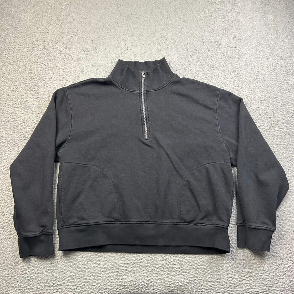 MATE Womens Performance Quarter Zip Organic Cotton Sweatshirt Large Black